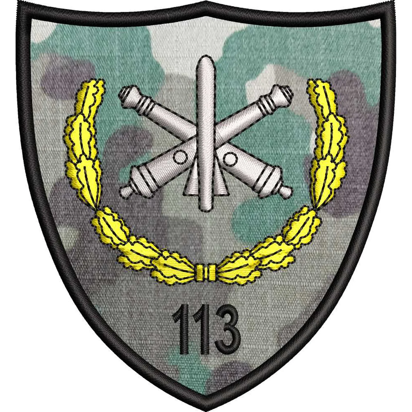 ECUSON / EMBLEMA - BATALIONUL 113 ARTILERIE BARAGANUL – ecuson camuflaj padure
